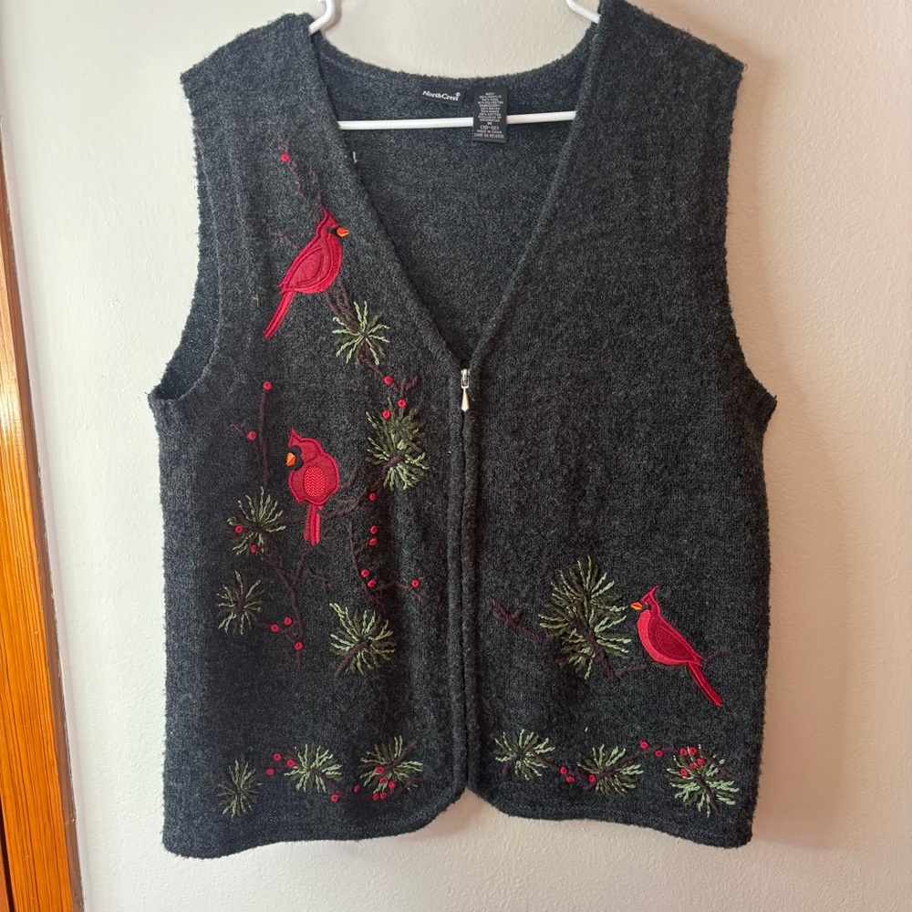 Northcrest Charcoal Vest with Cardinal Detail